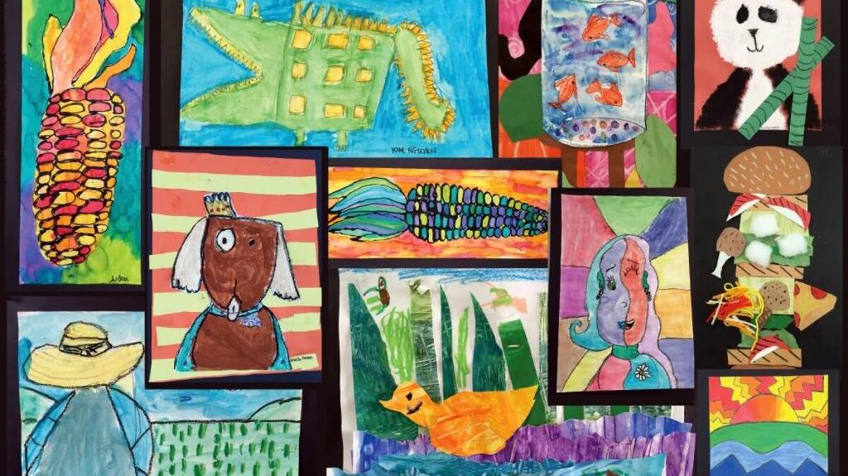 Artwork from last year’s K-5 Art Expo is displayed in this collage.