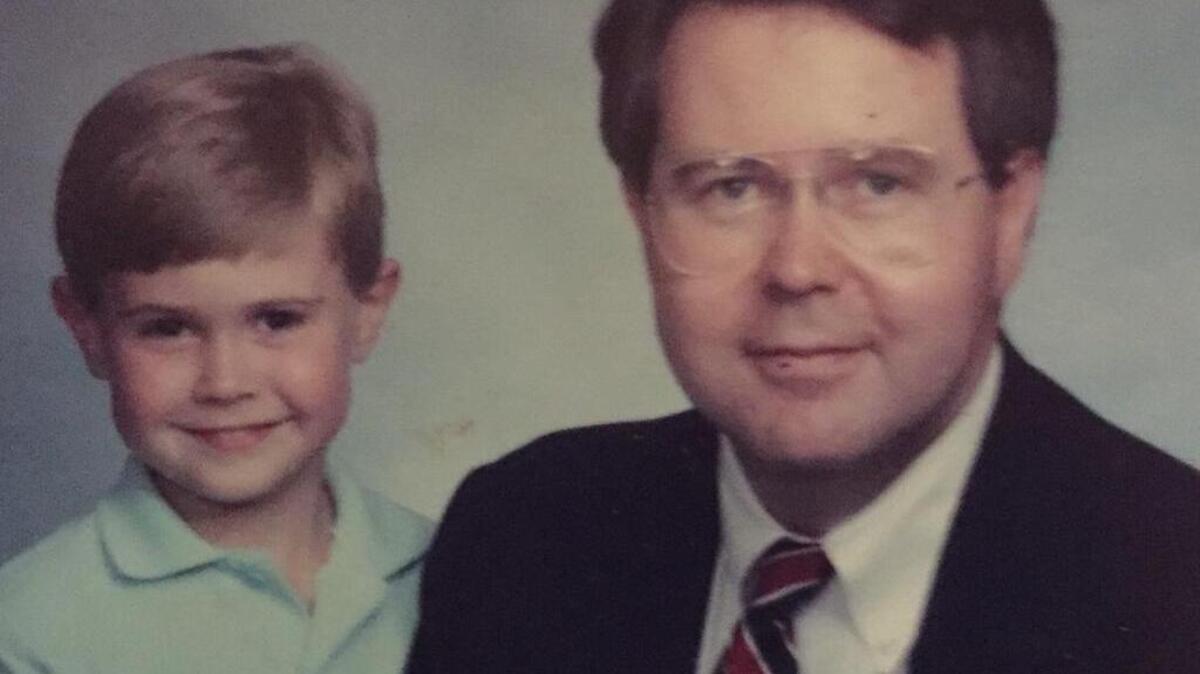 My father, Don Livingston, and I pose in a blurry portrait during the mid-1980s.