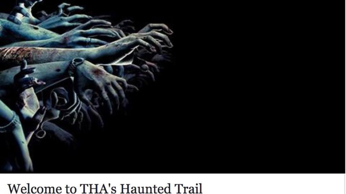 Screenshot of Thomas Heyward Academy’s haunted trail website.