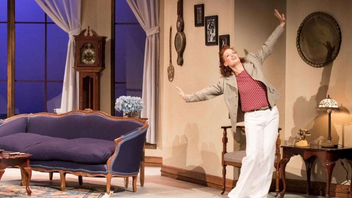 Peggy Trecker White stars as Katharine Hepburn in Lean Ensemble Theater’s production of “Tea at Five” by Matthew Lombardo.