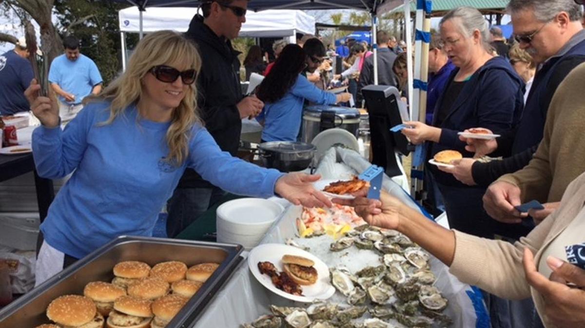 Festival-goers wait in line to sample some of the seafood at the Hilton Head Island Seafood Fest. The six-day event ended with a festival at Shelter Cove Community Park on Saturday.