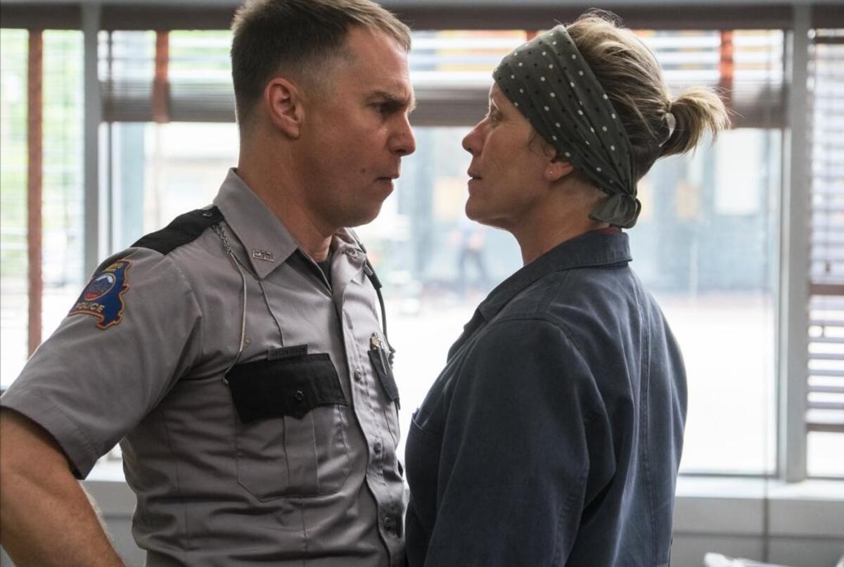 Sam Rockwell and Frances McDormand in the film “Three Billboards Outside Ebbing, Missouri.” Bluffton resident Lillian Byrne Heyward played a part in designing the patch on Rockwell’s arm.