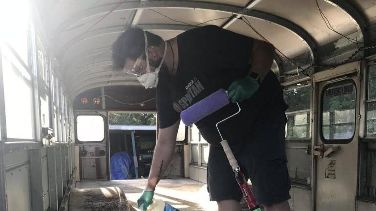 After sweeping the floor, it’s time to turn the rust back to metal with a little Prep and Etch.