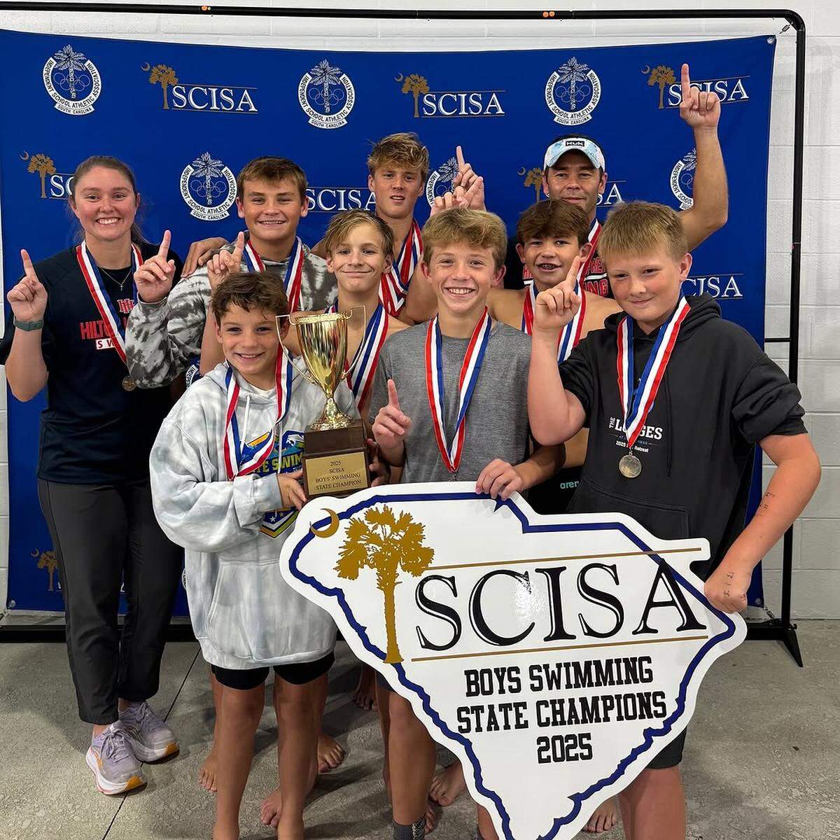 Hilton Head Prep won the 2025 SCISA Class A/2A/3A boys swimming championship on Oct. 11, 2025.