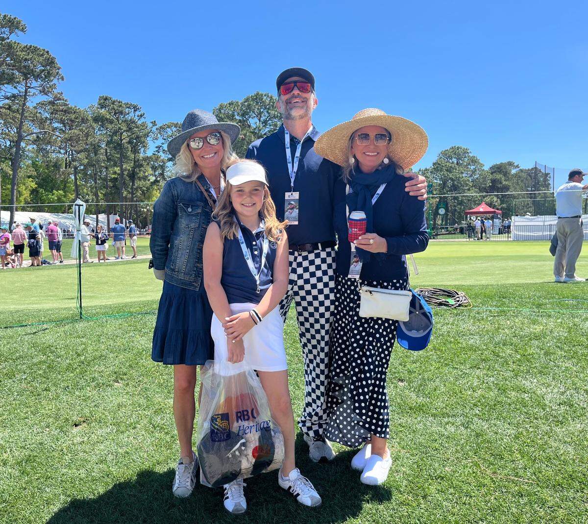 From left to right, the CH2 Crew: Kim, Palmer, Jevon and Maggie going opposite of Plaid Nation in navy blue polka dots and checkers