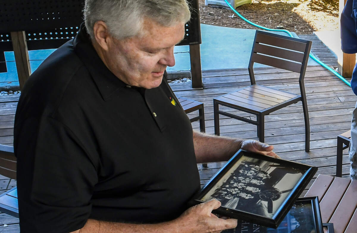 Hilton Head Island resident John “Jump” Griffin, the former co-owner of the now-closed Jump & Phil’s Bar and Grill, was appreciative on Friday, May 7, 2021, that a photo — once on the wall of his bar — of his father who served in the U.S. Air Force during WWII was returned to him. A couple from Wisconsin recently bought the bar’s memorabilia and returned items with sentimental value to Griffin.