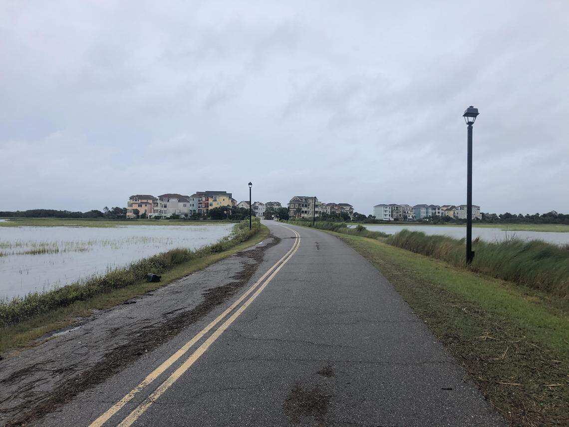 Singleton Beach Road on Hilton Head Island the day of Hurricane Dorian’s arrival, Sept. 4. The debris on the road shows that water had engulfed most of the left lane earlier in the day. The area flooded during Hurricane Irma, according to Hilton Head Island Fire Rescue.