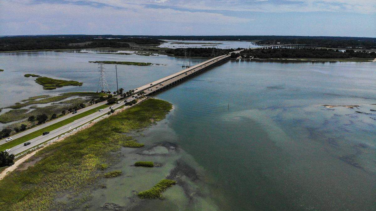 Over the next six weeks, drivers on the bridge to Hilton Head Island may spot a barge floating in the water nearby. 