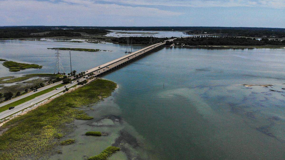 The bridges to Hilton Head Island are shown on Sept. 8, 2023, photographed from Buckingham Landing in Bluffton.