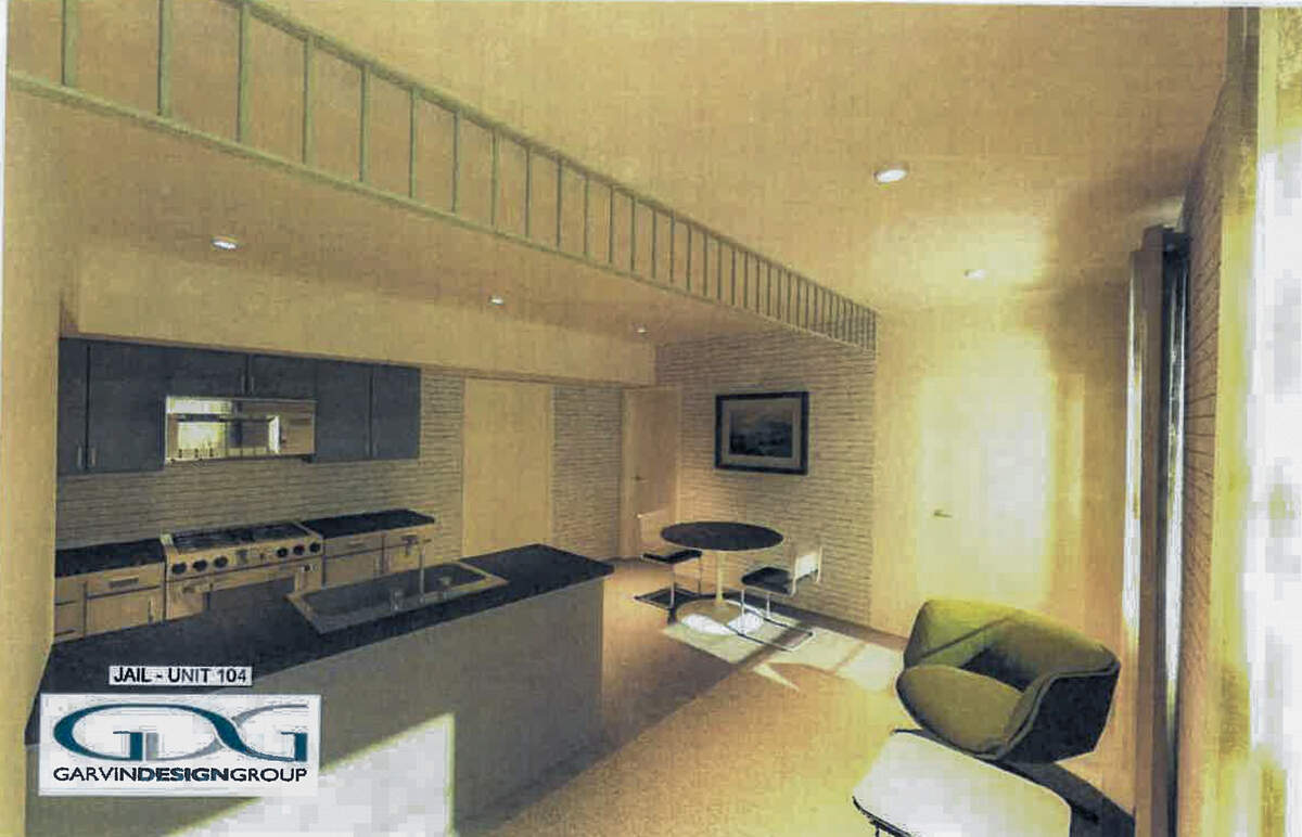 A conceptual interior rendering of Unit 104 in the old city jail in the Northwest Quadrant in historic downtown Beaufort.