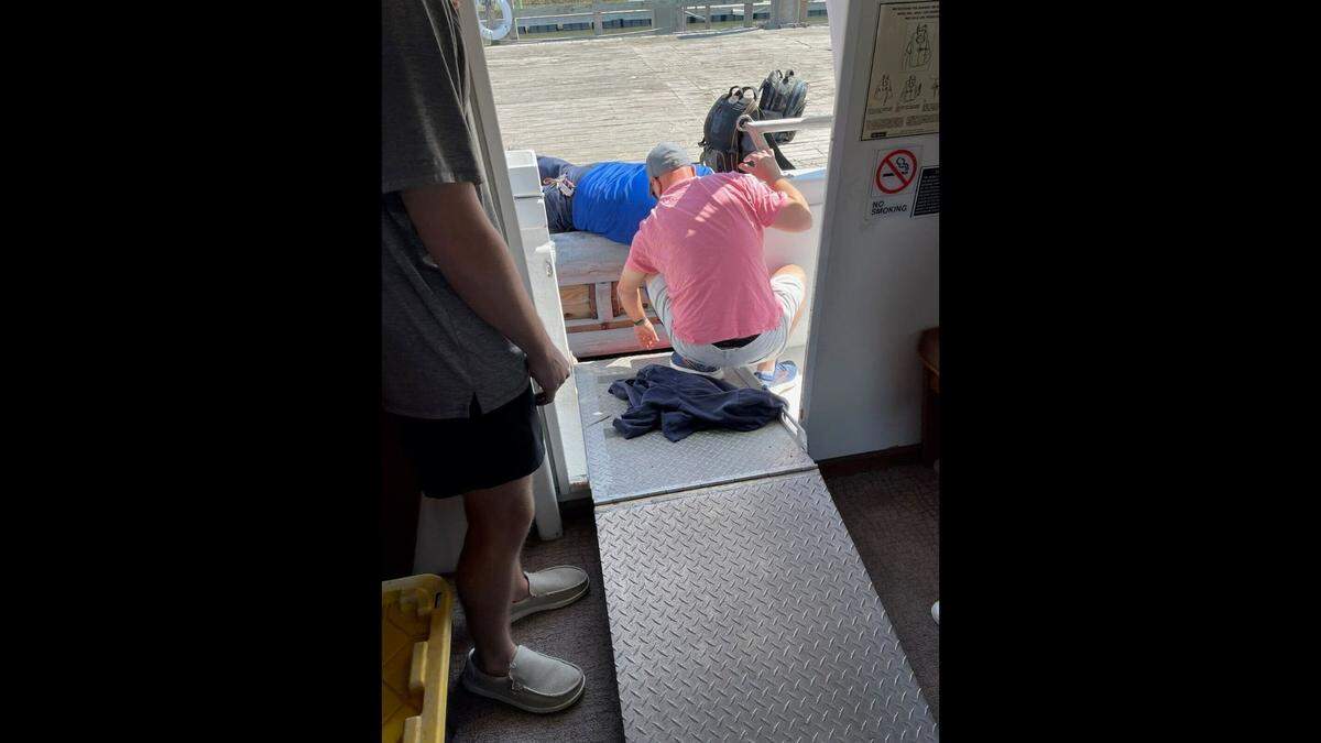 This photo was taken after a passenger fell into the water between the Daufuskie Island ferry dock and the boat on Thursday, March 14, 2024.