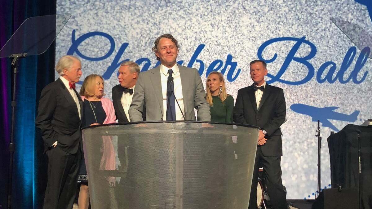 Andrew Carmines accepting the organization of the year award on behalf of the David M. Carmines Memorial Foundation at the annual Hilton Head Island - Bluffton Chamber Ball.