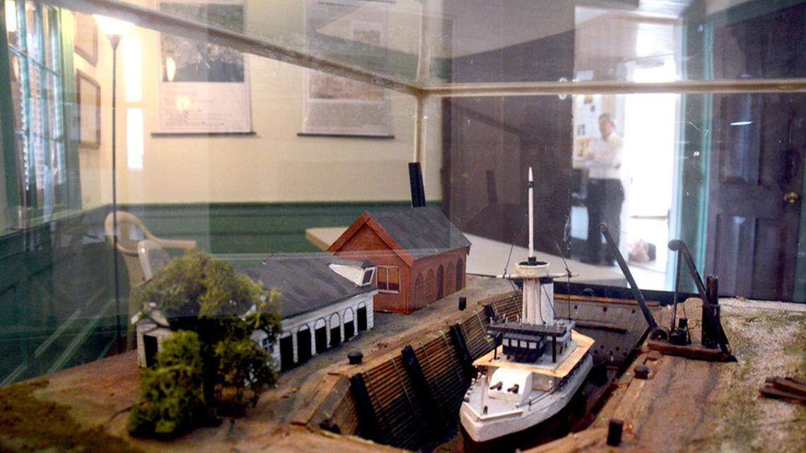 A model of the USS Amphitrite in the Parris Island  dry dock shown here is part of a Spanish-American War-era exhibit now  open at the John Mark Verdier House in Beaufort.