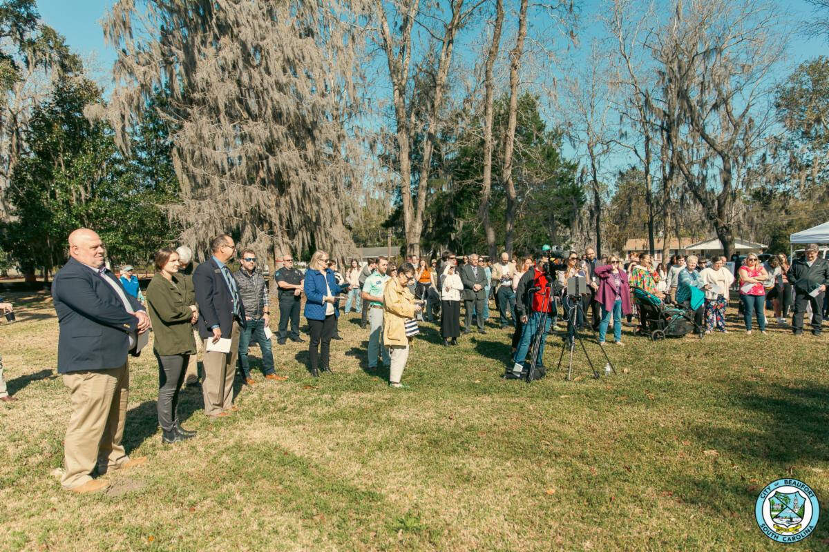 A large crowd turned out Monday for the start of construction at improvements that are planned at Southside Park in Beaufort.