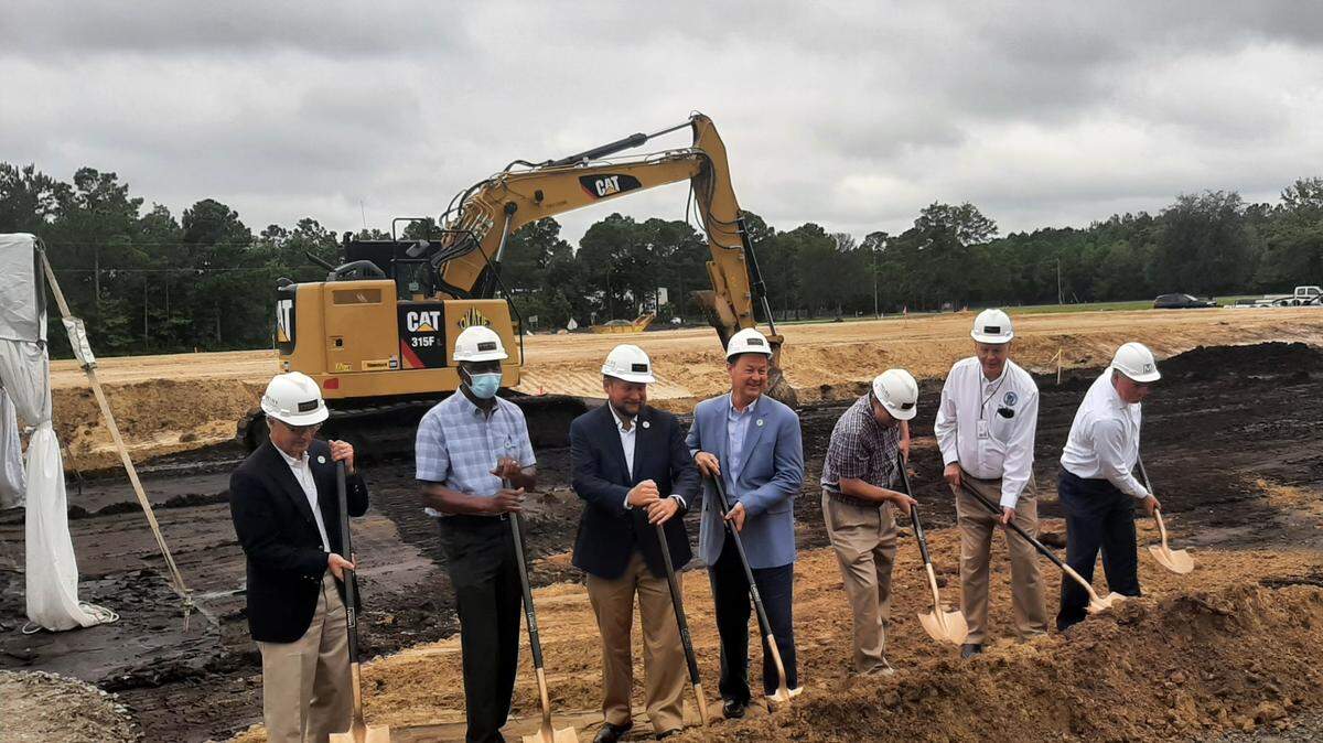 Members of the Beaufort City Council break ground at a new 64,000 square-foot commercial building under construction at Beaufort Commerce Park.