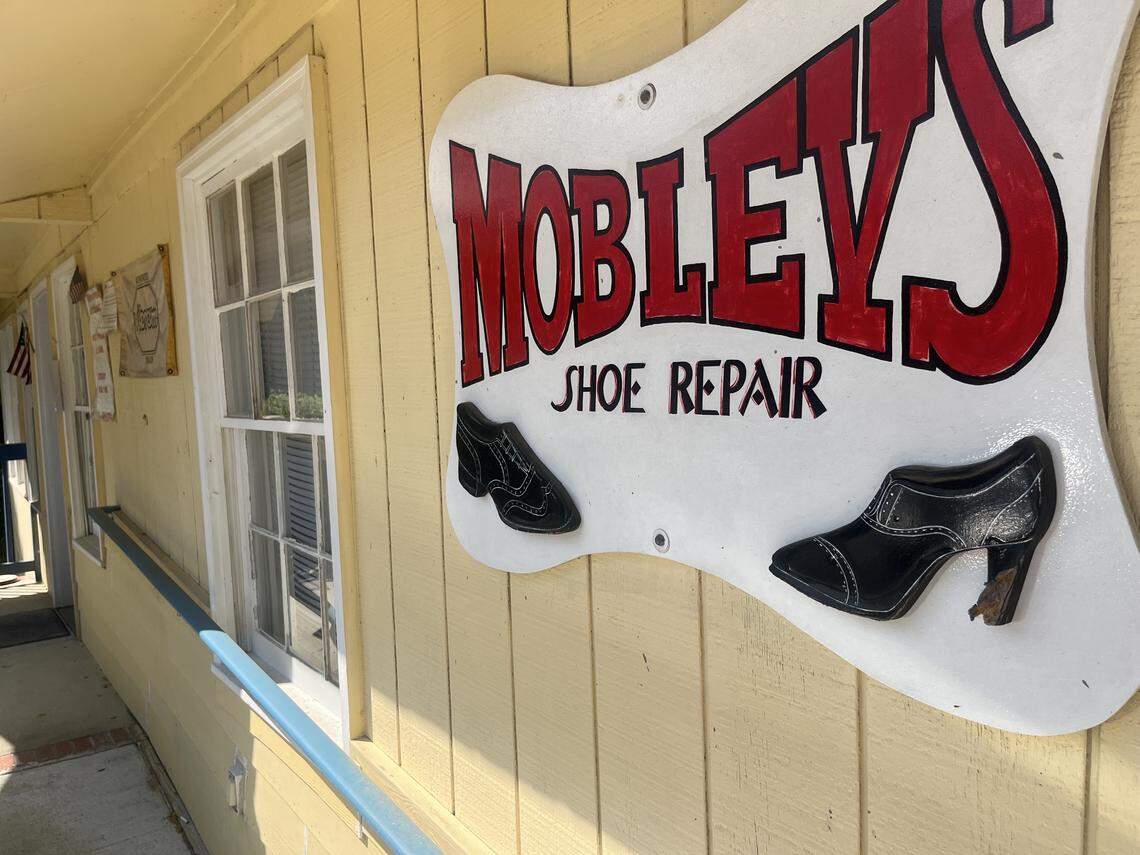 You can’t miss the sign of Stephen and Mary Mobley’s shoe repair shop on Old Jericho Road in Beaufort.