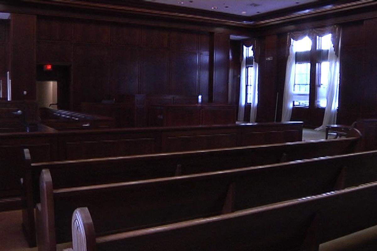 A photograph of the interior of the courthouse building on Bay Street in Beaufort.