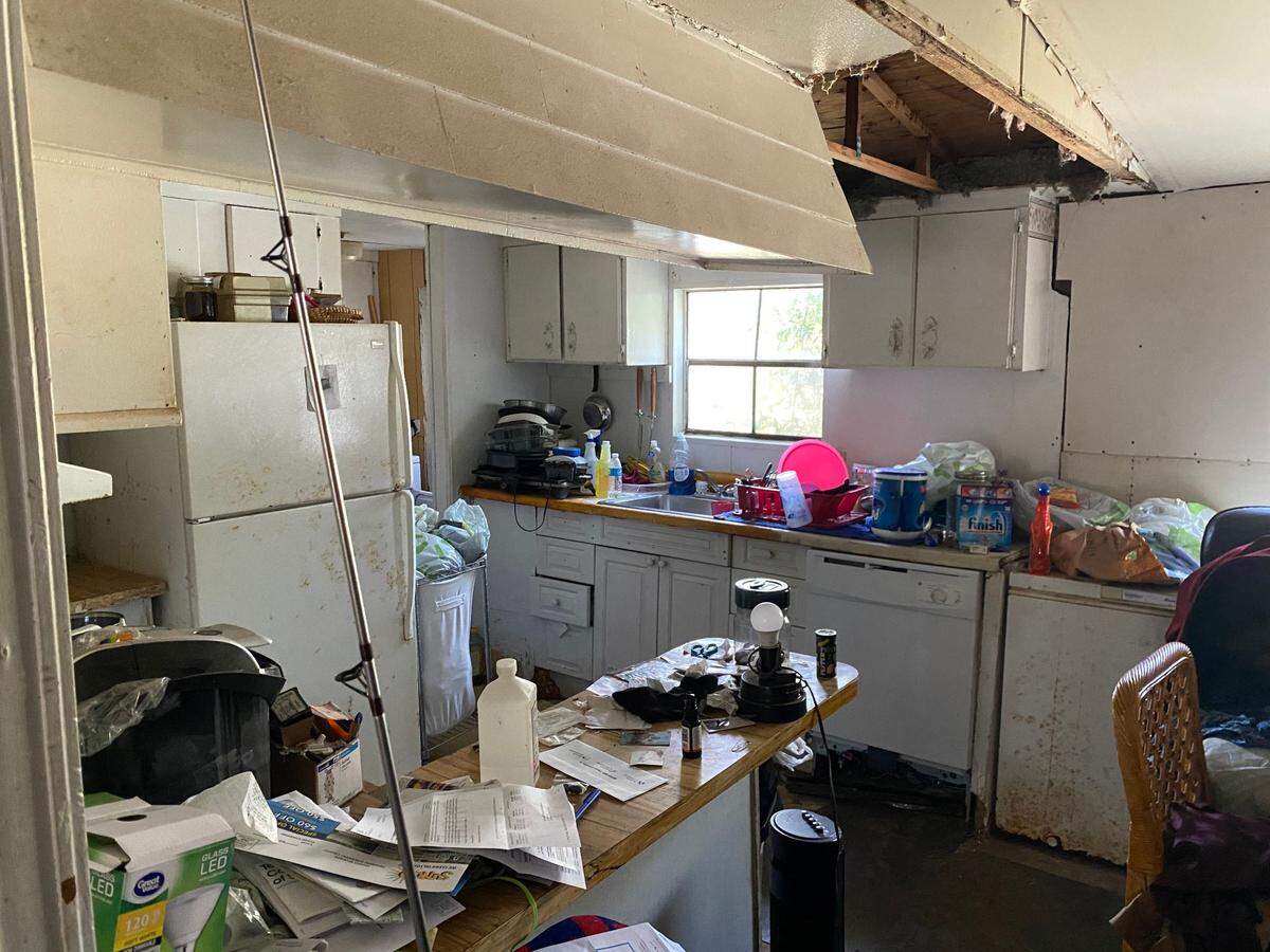 The home on Marshland Road where Simmons is living and working on renovations at the same time.