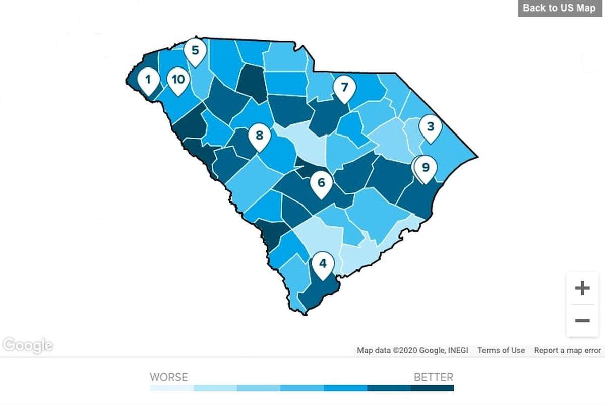 The best places to retire in South Carolina, according to a study by Smart Asset.
