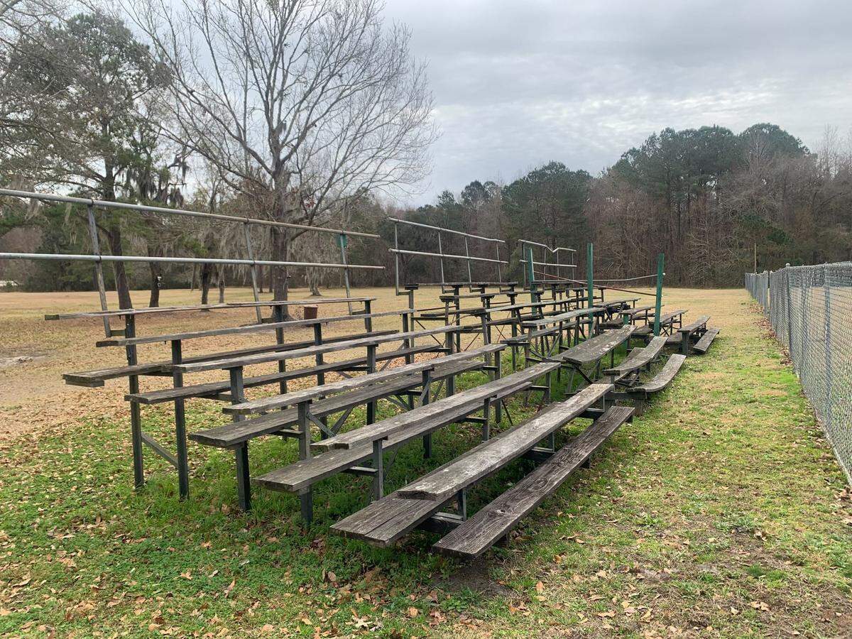 The old bleachers at the field still stand.