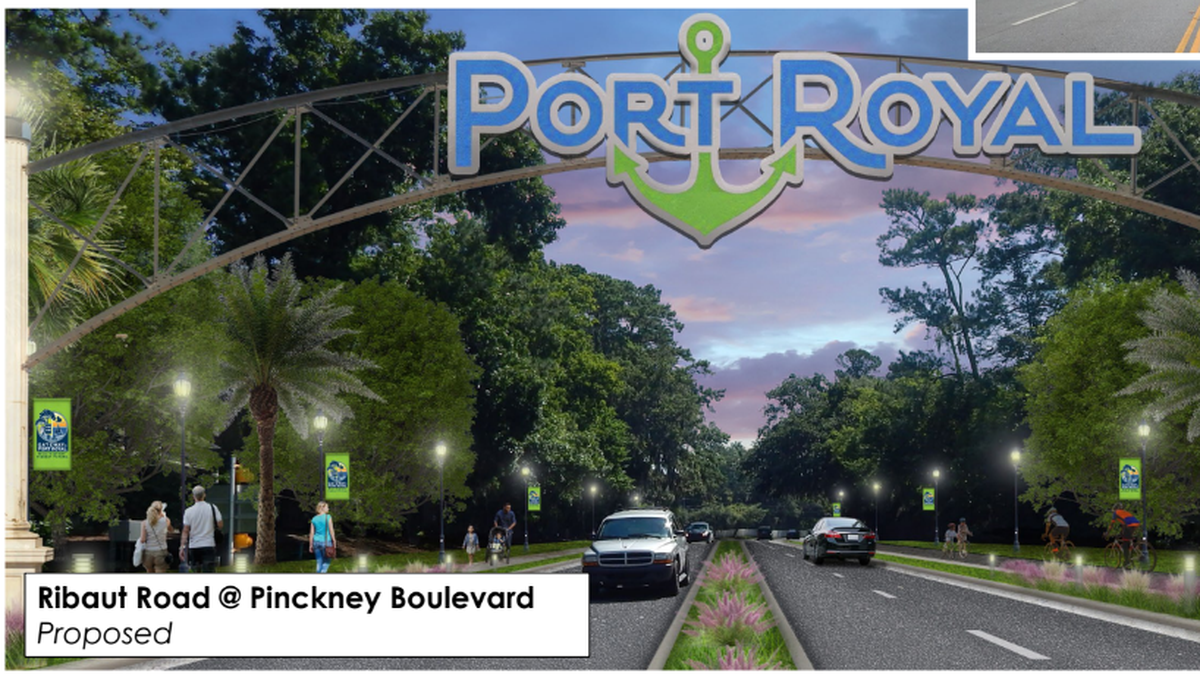Some $60 million in improvements are envisioned along Ribaut Road including a welcome sign to the town of Port Royal.