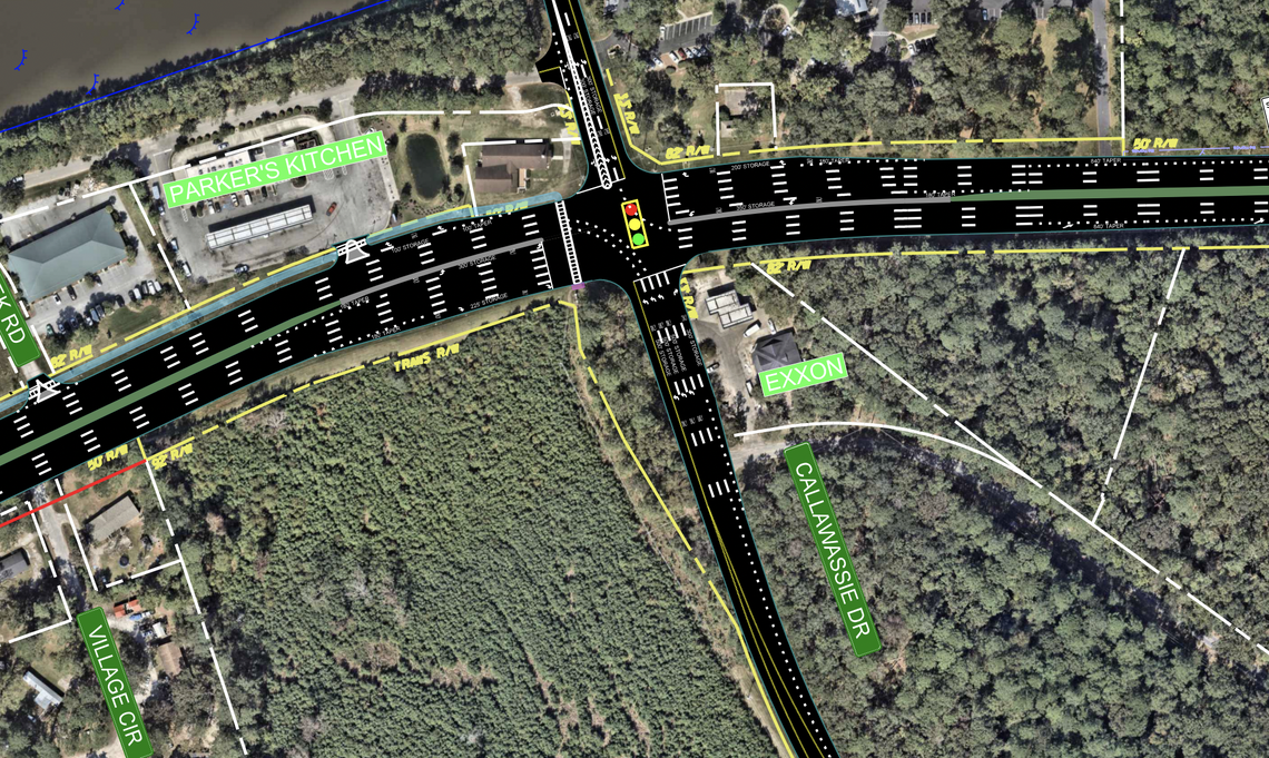 The proposal adds two additional left-turn lanes from Callawassie Drive onto S.C. 170.