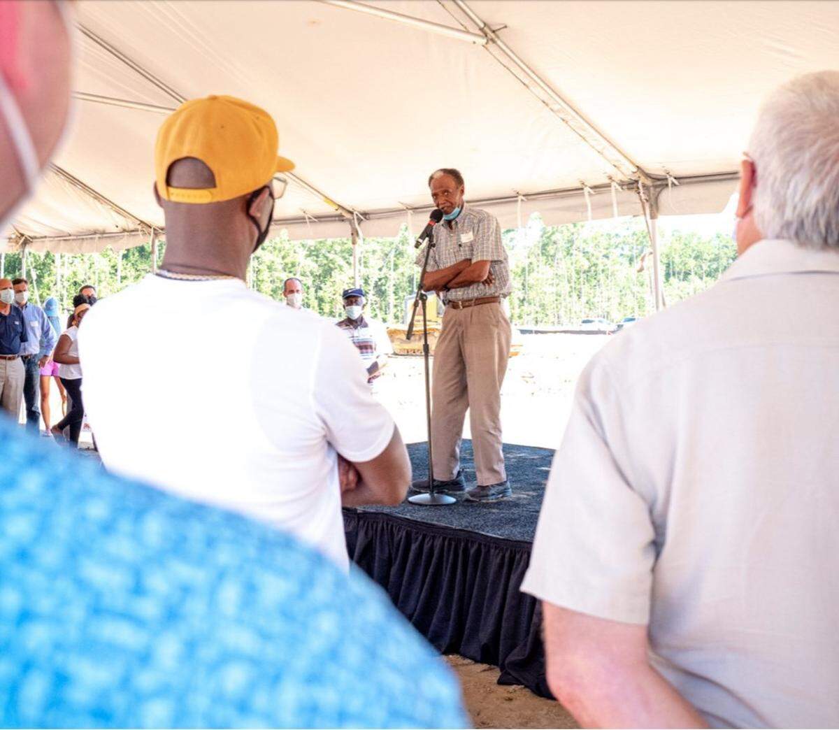 ​Gullah Farmers Cooperative Association President Joseph McDomick speaks at the groundbreaking of the planned Lowcountry Fresh Market and Cafe in the Washington Square development along Buckwalter Parkway in Bluffton on Friday.