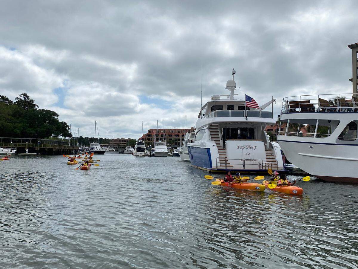 A group of Hilton Head Christian Academy making their way back from a kayaking excursion on Broad Creek where they learned about the environment around them Monday, May 9, 2022 on Hilton Head Island.