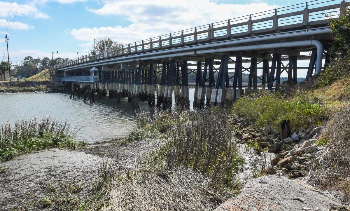 Pictured is R.C. Berkeley Bridge as seen on Friday, Feb. 21, 2020, that connects Port Royal Island to the Marine Corps Recruit Depot, carrying vehicles over Archers Creek. According to police reports, a boat carrying a group of intoxicated young adults in the early morning hours of Jan. 24, 2019, with heavy fog, struck the pilings of the narrow opening that killed Mallory Beach, 19, after she was thrown from the boat.