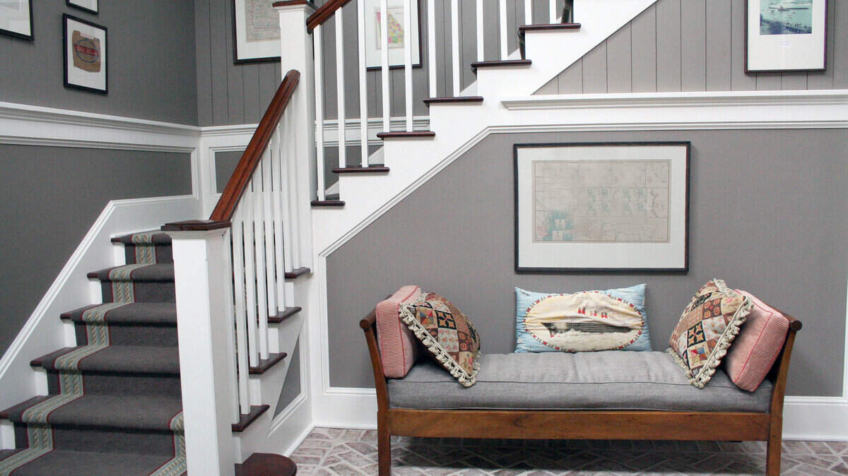 While the Mingledorff home is relatively new, it showcases a lot of history. Blueprints of submarines built by Bud Mingledorffâ™s grandfather line the walls off a rear staircase. Another highlight of the home is a restored 1939 Old Towne canoe hanging on the entrance wall.