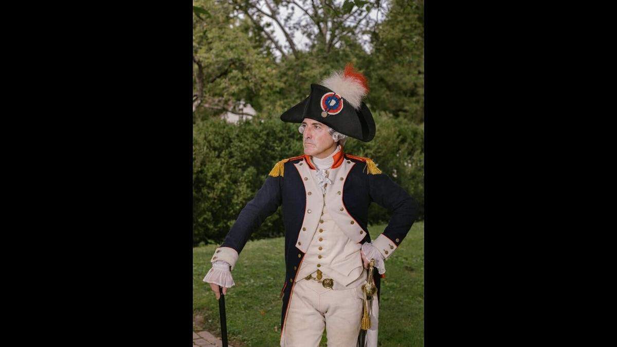 Mark Schneider, a nationally-known historical interpreter, will transform in costume and character to become the Marquis de Lafayette when he visits Beaufort Monday and Tuesday.
