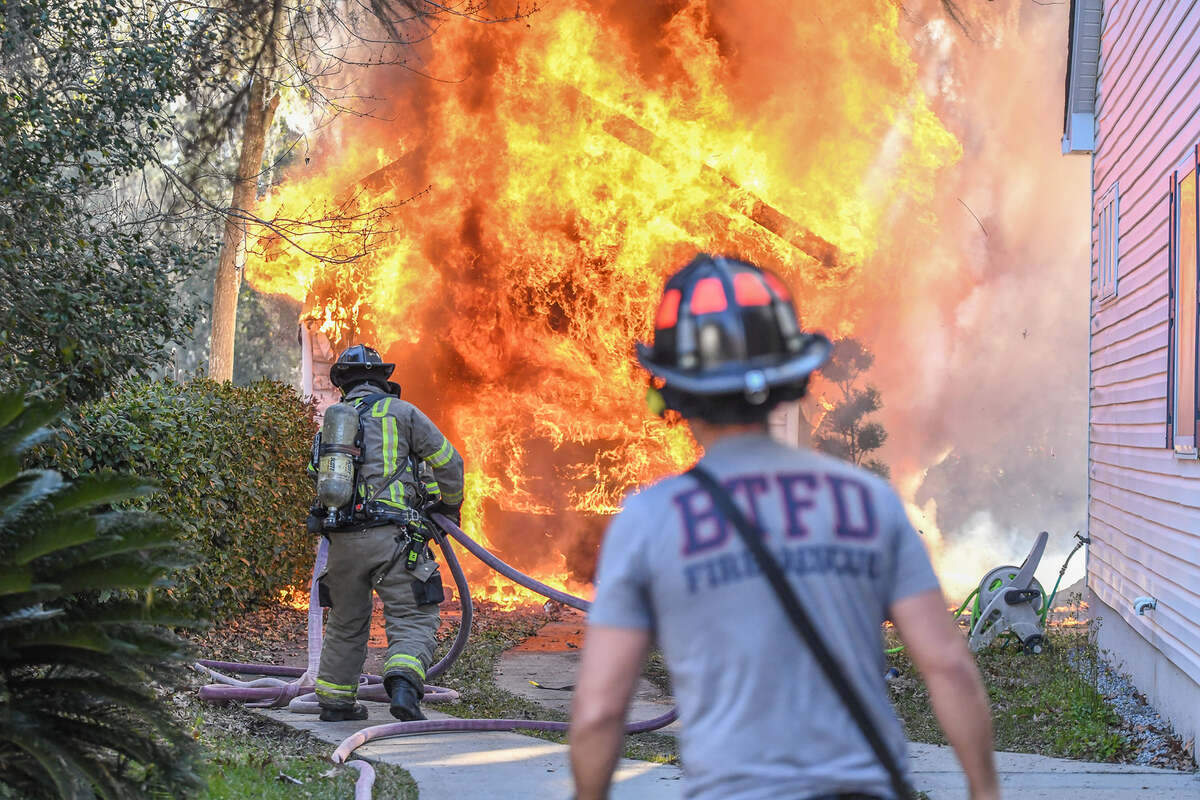 The Bluffton Township Fire District responded to a fire in a detached garage in the Westbury Park neighborhood on Tuesday, Feb. 24, 2021.