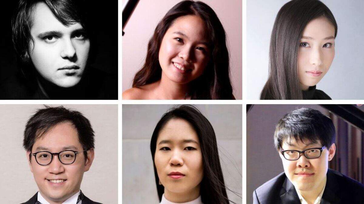 The semifinalists in the Hilton Head International Piano Competition are (top row, from left) Jakub Kuszlik, Chaeyoung Park, Arisa Onoda, (bottom row, from left) Yi-Yang Chen, Anna Han and Yuchong Wu.