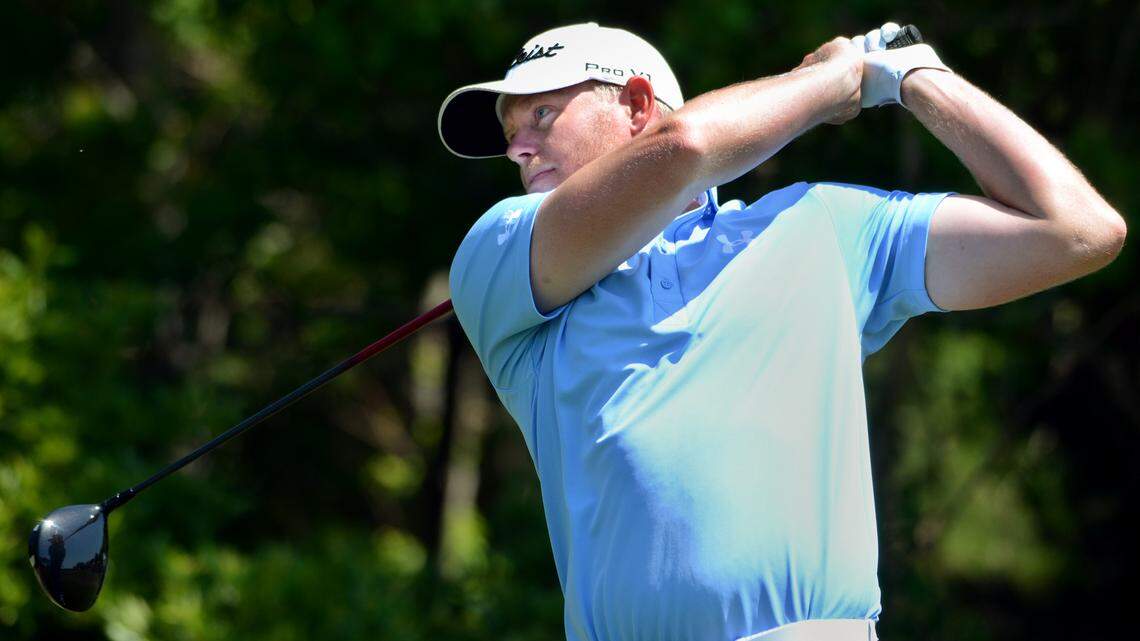 Mark Anderson tees off on No. 10 while competing Thursday in the U.S. Open Qualifier at Secession Golf Club.