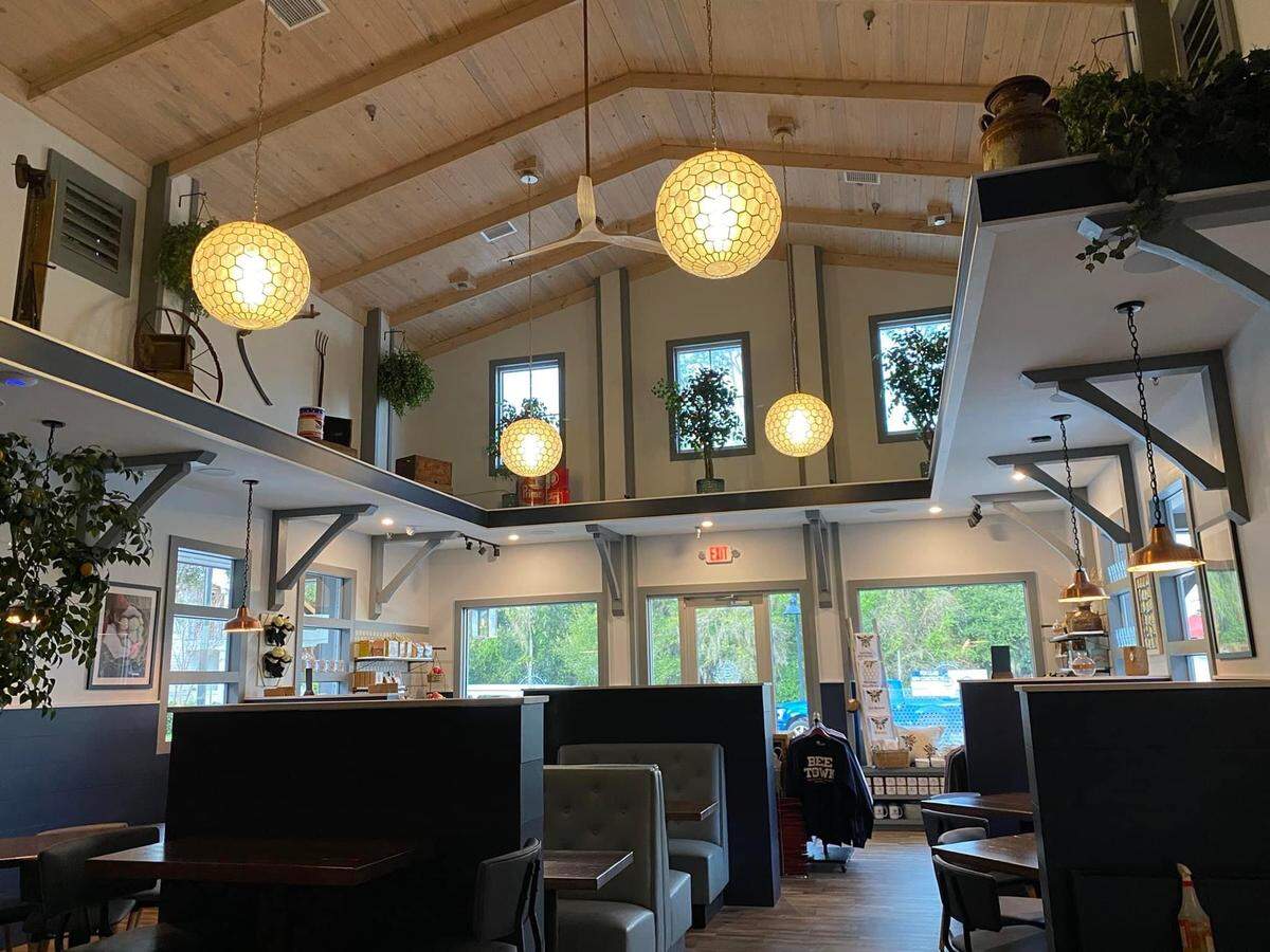The inside of the new Nectar Farm Kitchen restaurant in Old Town Bluffton was renovated in a modern farmhouse style.