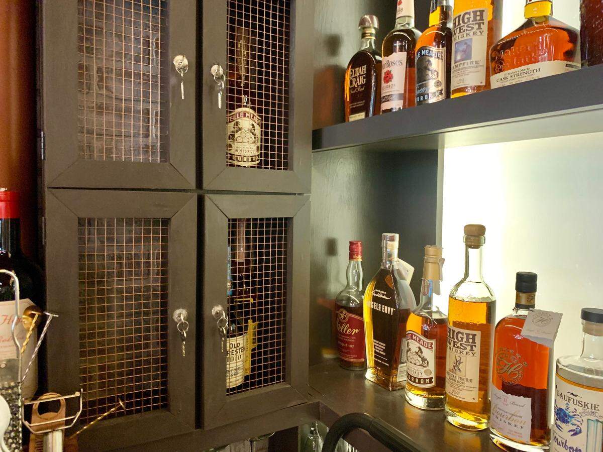 Whiskey lockers at the Whiskey Room.