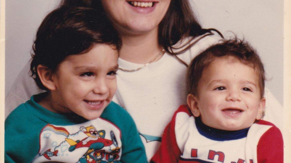 Jean Marie Tahan, known as Annie, with her sons, Jamie and Shaun.
