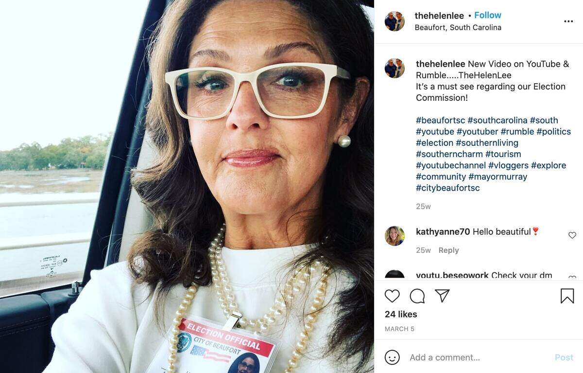 A screenshot from Beaufort Elections Commission member Helen Spalding’s Instagram page.