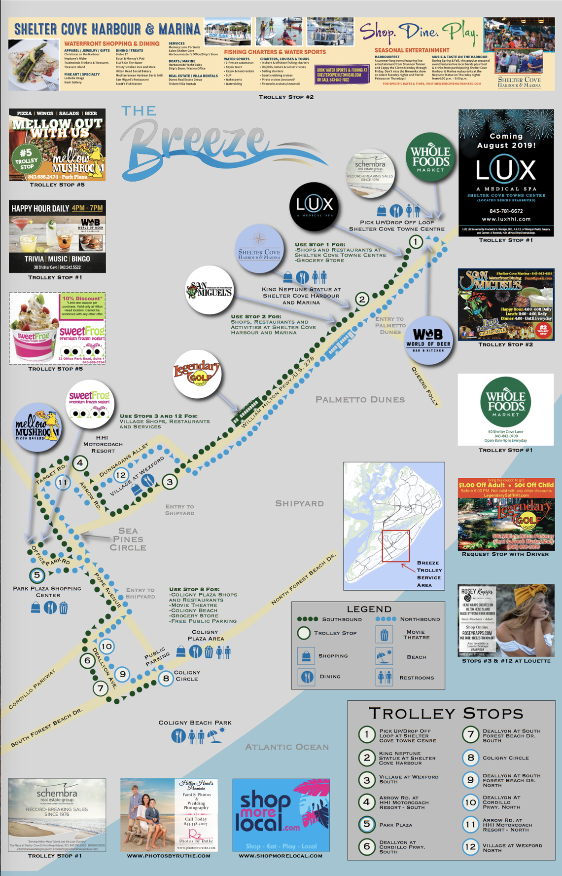 The route for the 2020 Palmetto Breeze trolley.
