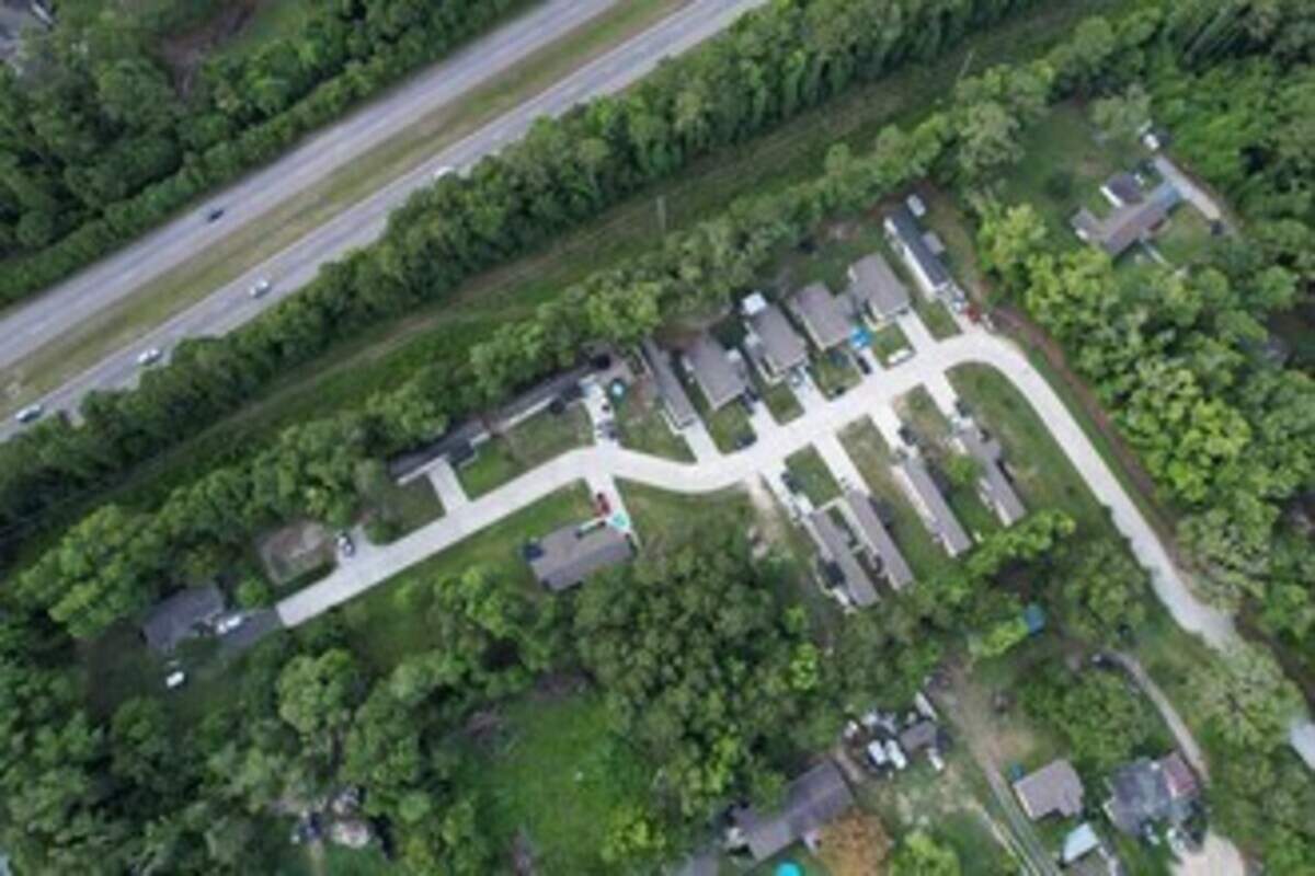 An aerial view of Olive Shell Court, off of Spanish Wells Road on Hilton Head.