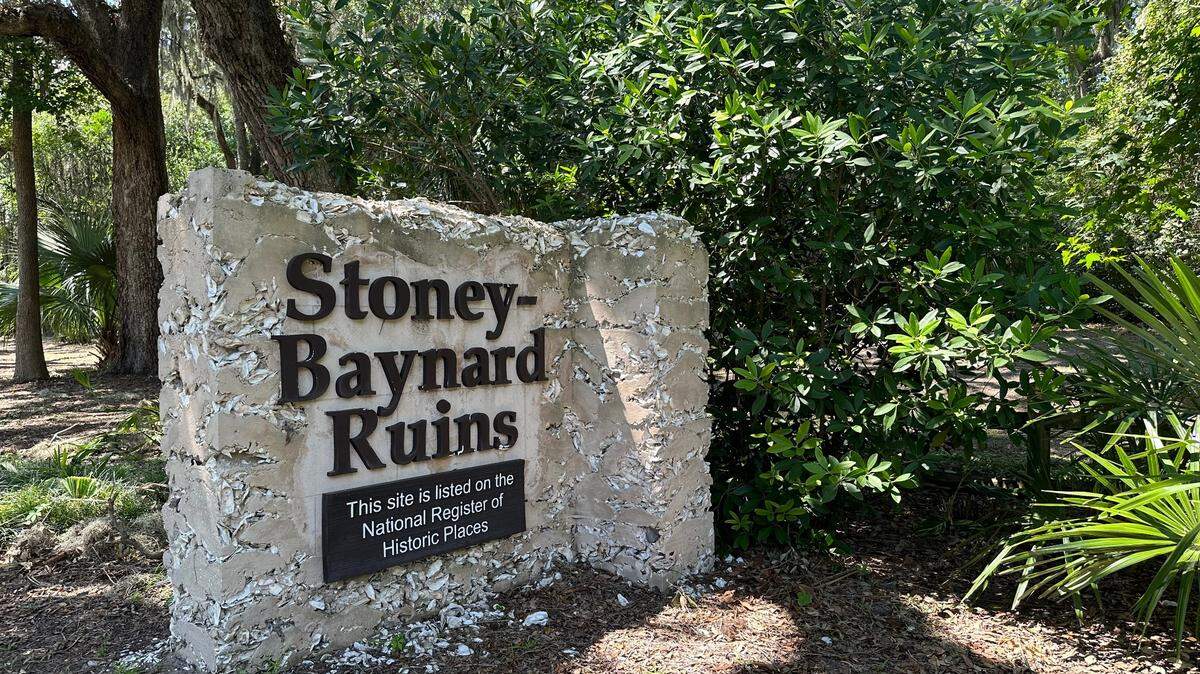 The entrance to the Stoney-Baynard Ruins can be found at the south end of Hilton Head Island in Sea Pines off of Plantation Drive.