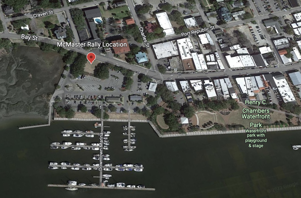 A map shows the location of Gov. McMaster’s rally in Beaufort at 2 p.m. Wednesday.