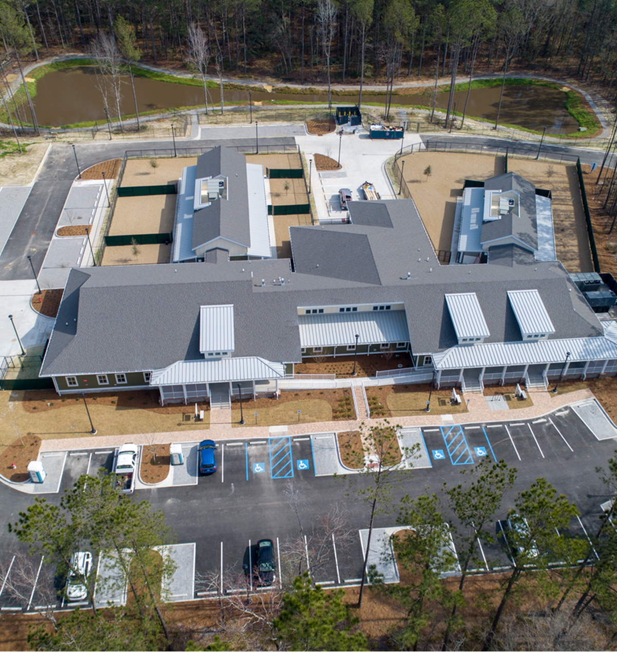 Beaufort County Animal Services and the Hilton Head Humane Association have opened a new animal shelter campus in Okatie. The campus is 10-acres and includes a dog bone shaped pond.