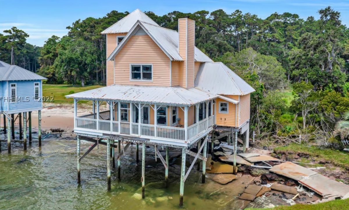 A view of the cottage from the water.