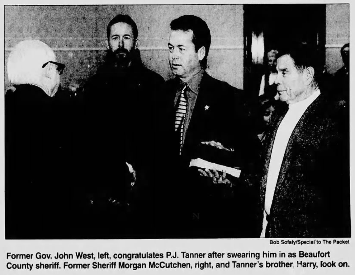 P.J. Tanner was sworn in for his first term as Beaufort County Sheriff on Jan. 5, 1999, after 18 years of working for the sheriff’s office and the South Carolina Department of Public Safety.