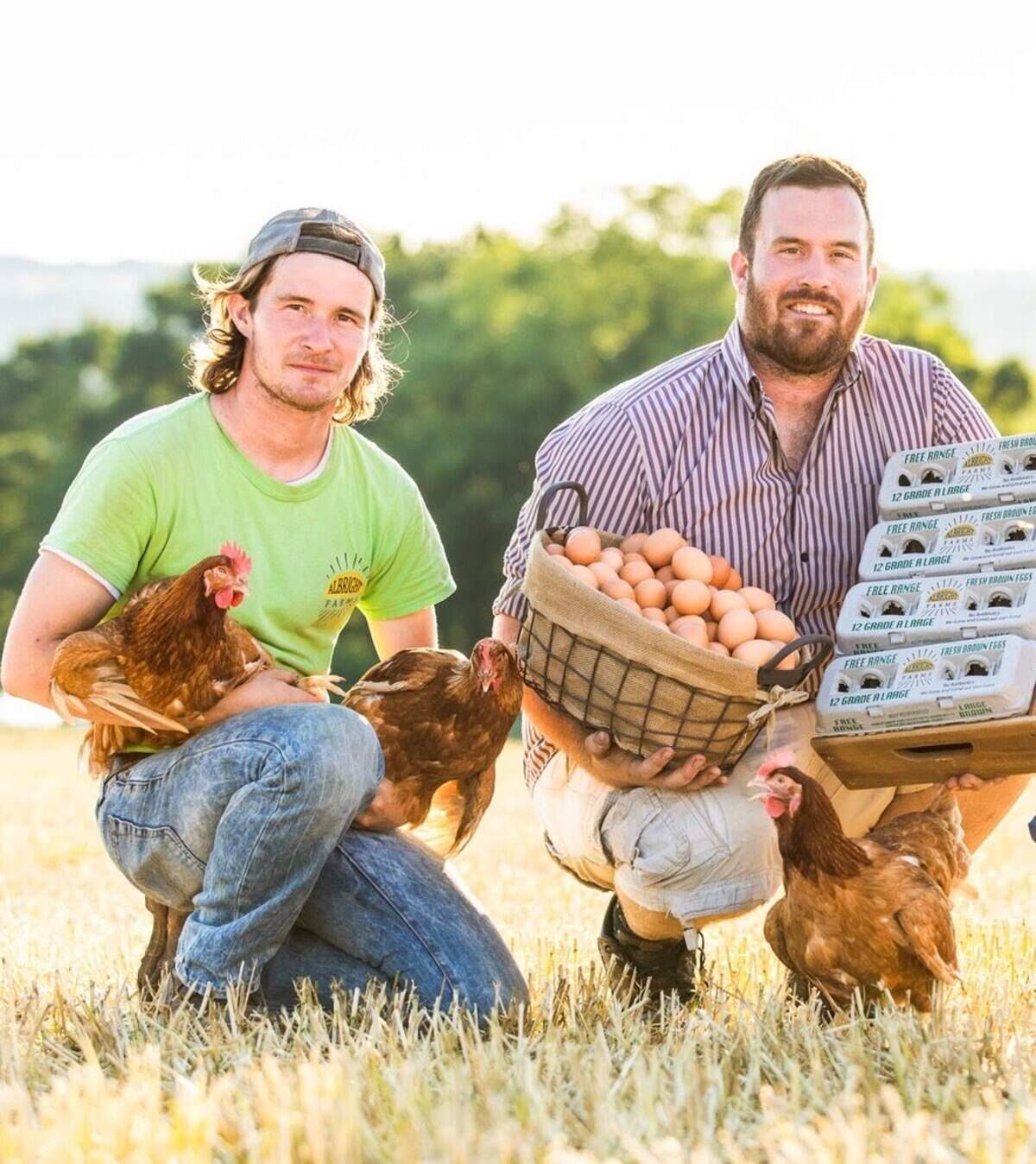 Jesse Albright, left, and his brother JT Albright will participate with Kody Wilson and Justin Mankita in Red Bull’s soapbox race in Iowa. Albright Farms, a family-owned farm in Maryland, is also the team’s sponsor.