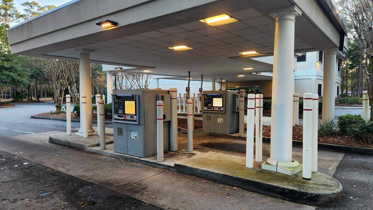 The ATM at the Bank of America on the corner of William Hilton Parkway and Hatton Place where Maria Hernandez had just left on the evening of Dec. 20, 2024 when she was violently attacked by two men wearing masks who brandished a knife and sprayed her with a caustic agent.
