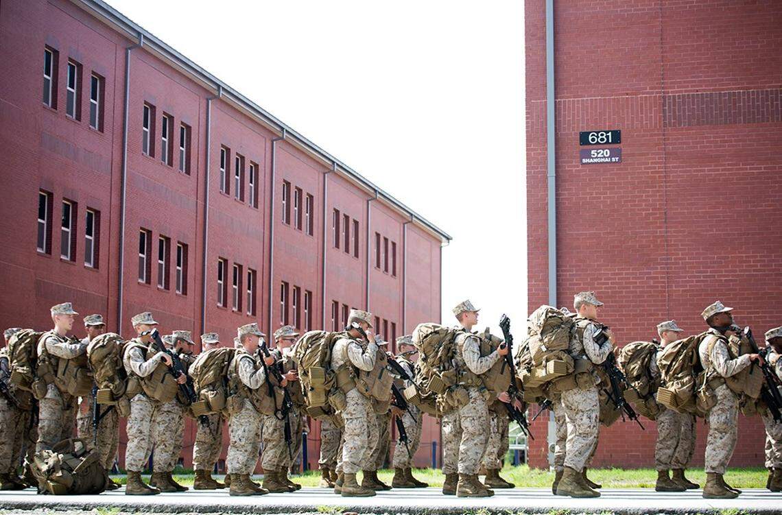 Marine Corps Recruit Depot Parris Island started the evacuation of recruits to Marine Corps Logistics Base Albany, Georgia, on Tuesday morning.
