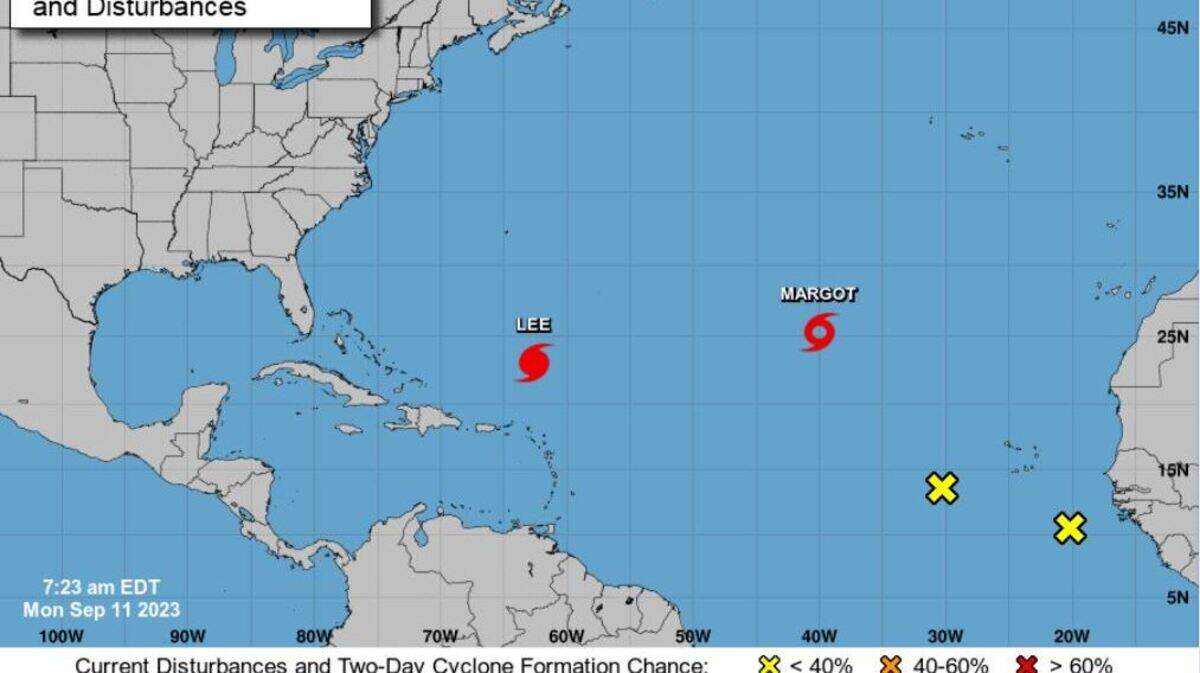 Atlantic tropical cyclones and disturbances via the National Hurricane Center on Monday, Sept. 11, 2023.