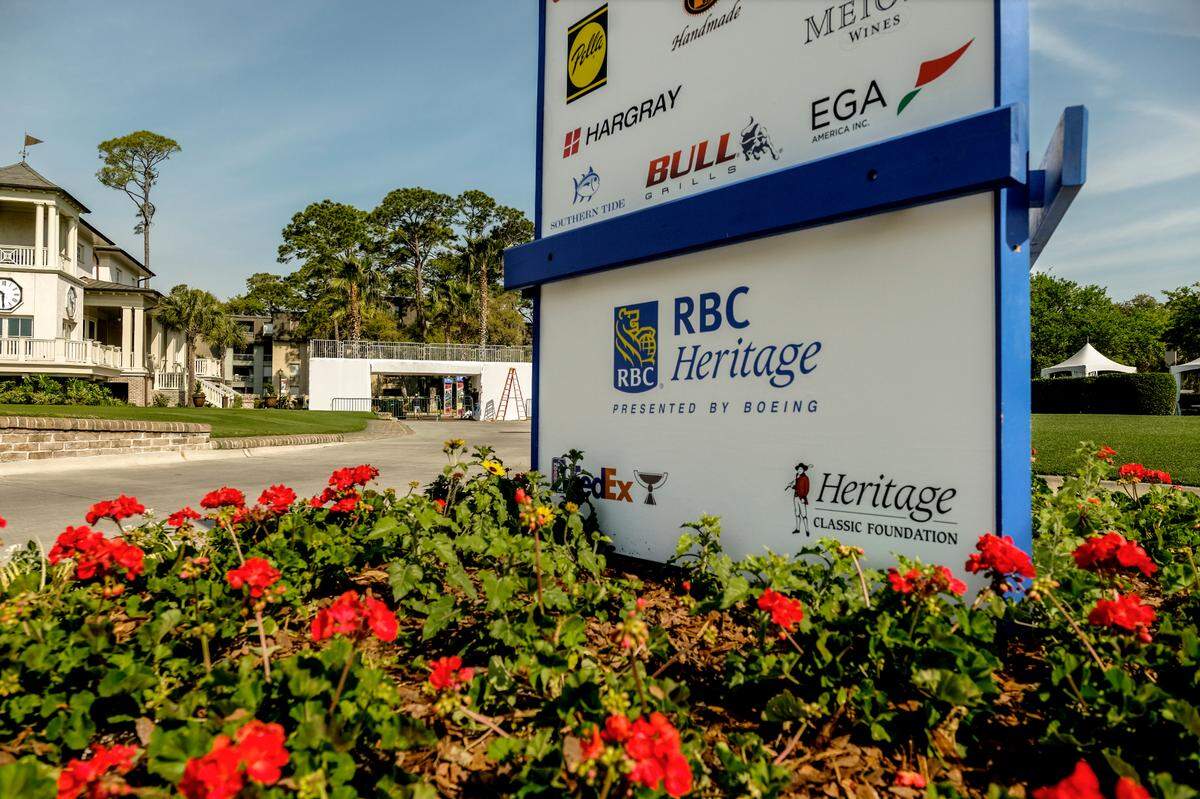 Bringing a sense of normalcy, a sponsor board will greet patrons as they enter this years RBC Heritage Presented by Boeing as seen on Thursday, April 8, 2021 at Harbour Town Golf Links in Sea Pines on Hilton Head Island.
